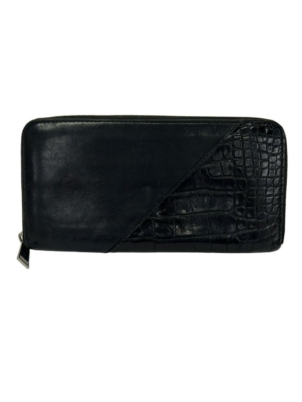 Bottega Veneta Wallet Black Zip Around Leather